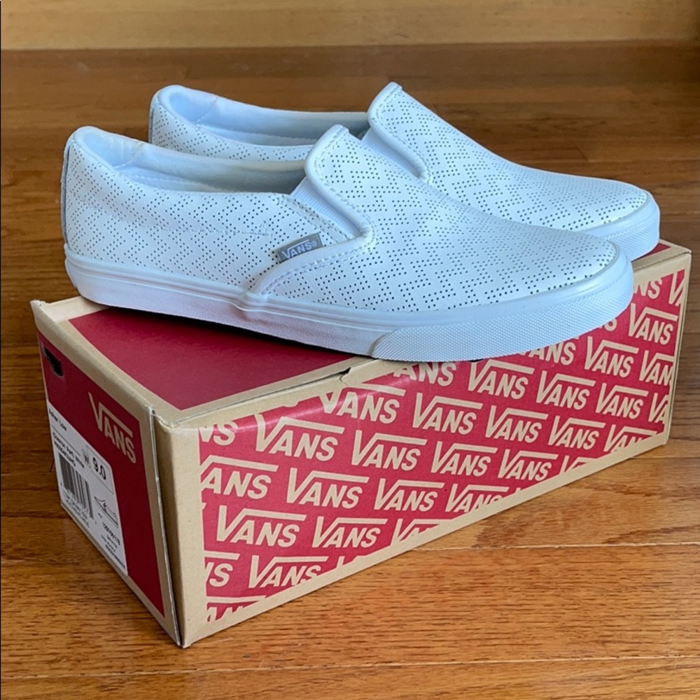 Vans White Chevron Sneaker Slides - Size 9
